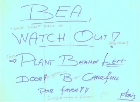 This note was to warn Beatriz of the plant behind the window...